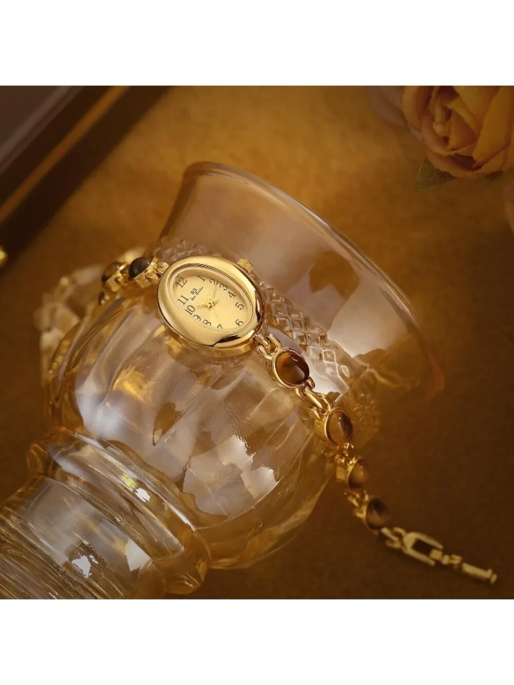 Women's Silver Black Analog Quartz Waterproof Oval Dainty Vintage Bracelet Watch